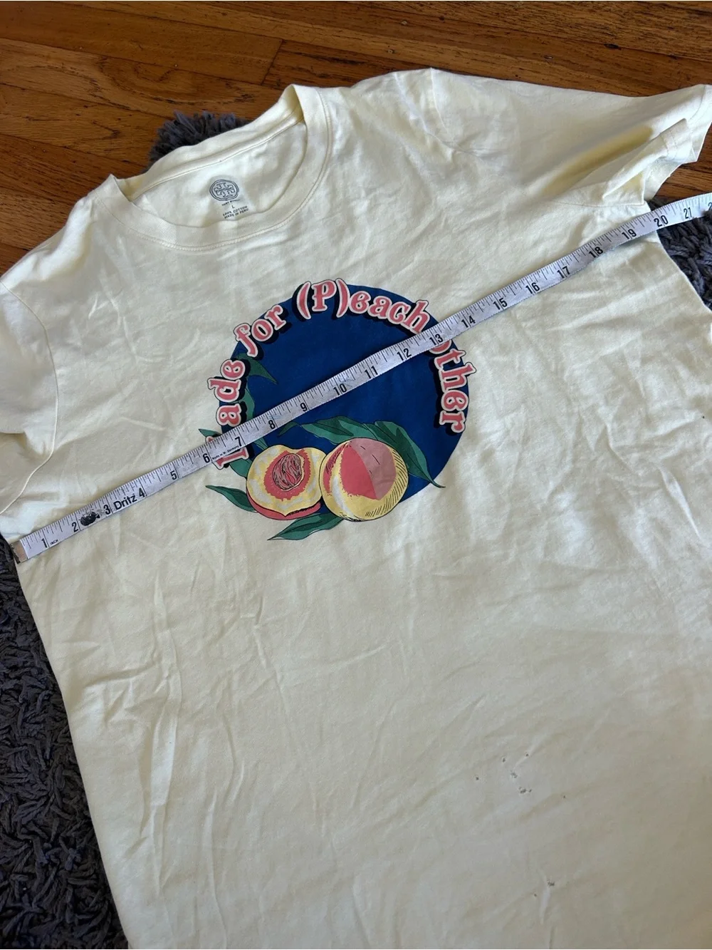 Tory Burch Cream/Yellow Short-Sleeve Tee with Peach Graphic Large